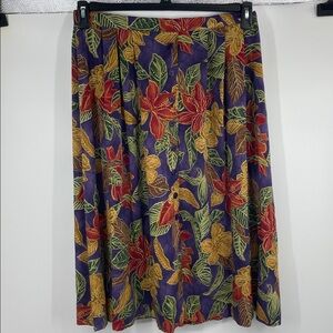 Vintage 80s 90s Alfred Dunner Botanical Floral Midi Skirt Size 16